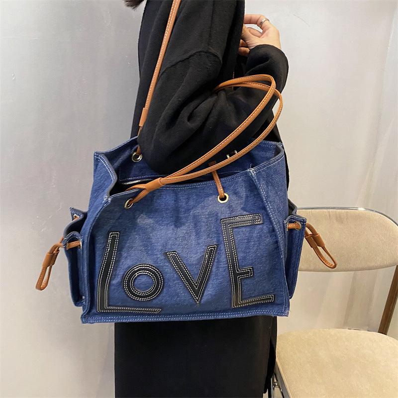 Handbag Simple Letters One-shoulder Bucket Bag - MRSLM