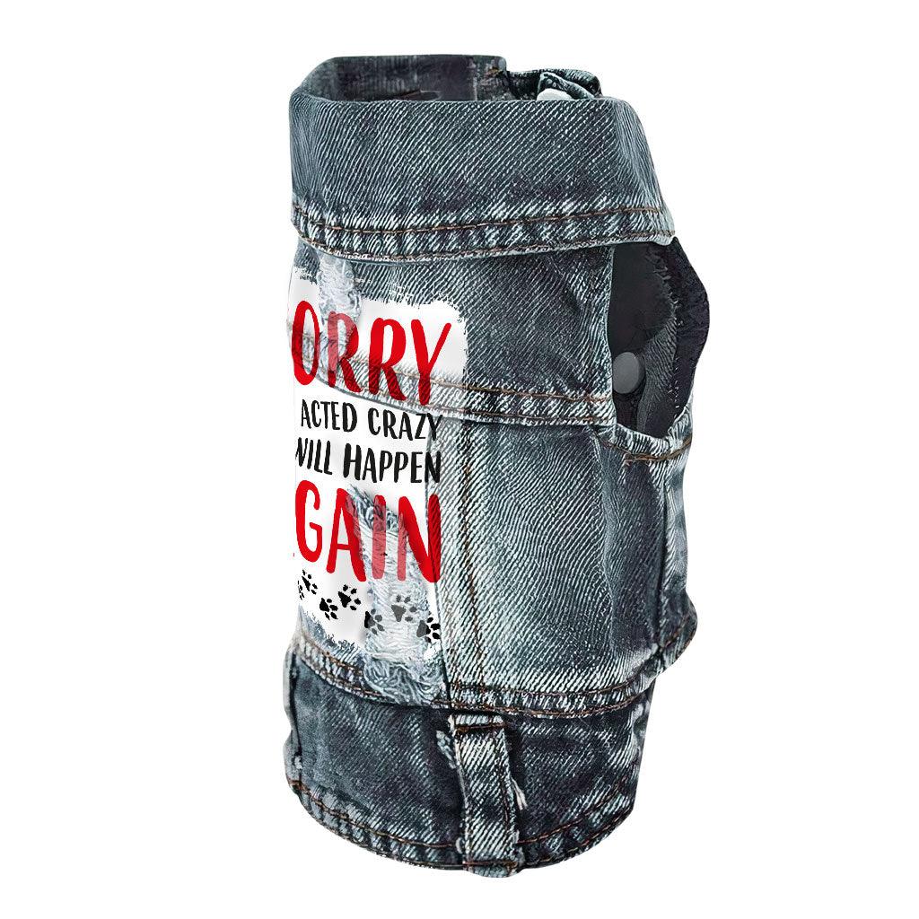 Acted Crazy Dog Denim Vest - Funny Dog Denim Jacket - Colorful Dog Clothing - MRSLM