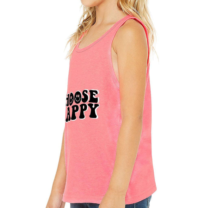 Choose Happy Kids' Jersey Tank - Trendy Sleeveless T-Shirt - Printed Kids' Tank Top - MRSLM