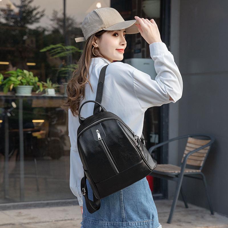 Travel All-match Trendy Fashion Leather High-capacity Ladies Backpack - MRSLM