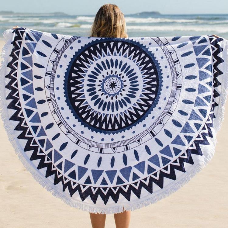 150cm Pure Cotton Bohemia Roud Tassel Knitted Beach Towel Lantern Towel Home Blanket - MRSLM