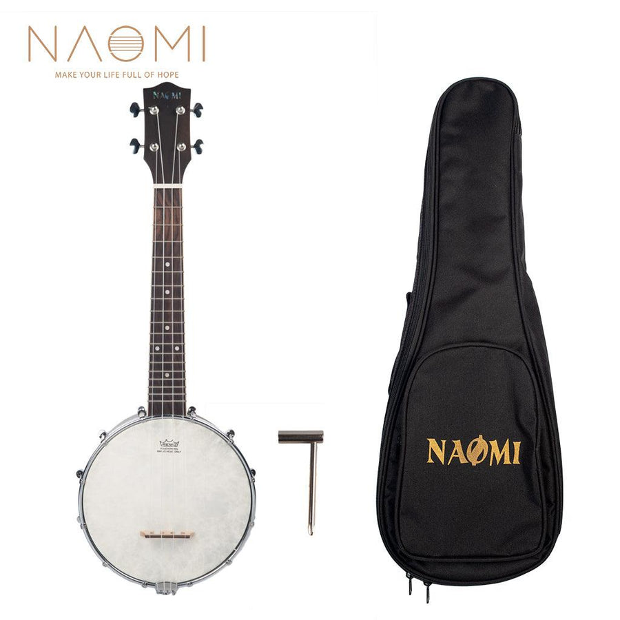 NAOMI NUKB-01 Banjolele Concert Scale Banjo 23" Ukulele With Gig Bag Vintage Color Banjo - MRSLM