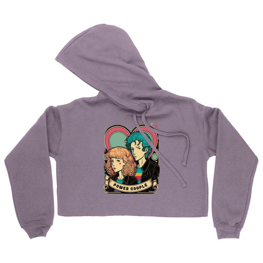 Power Couple Women's Cropped Hoodie - Love Cropped Hoodie - Art Hooded Sweatshirt - MRSLM