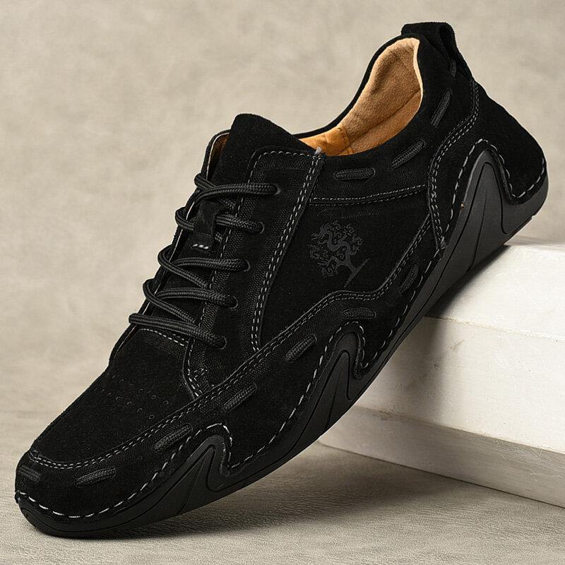Men Leather Breathable Non Slip Soft Sole Casual Driving Shoes - MRSLM