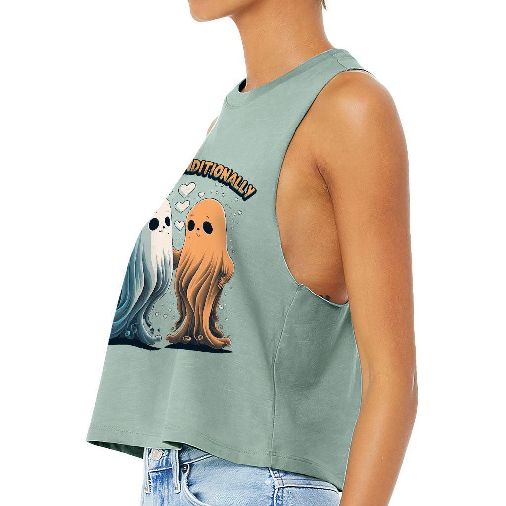 Love Unconditionally Racerback Cropped Tank - Ghost Print Women's Tank - Graphic Tank Top - MRSLM