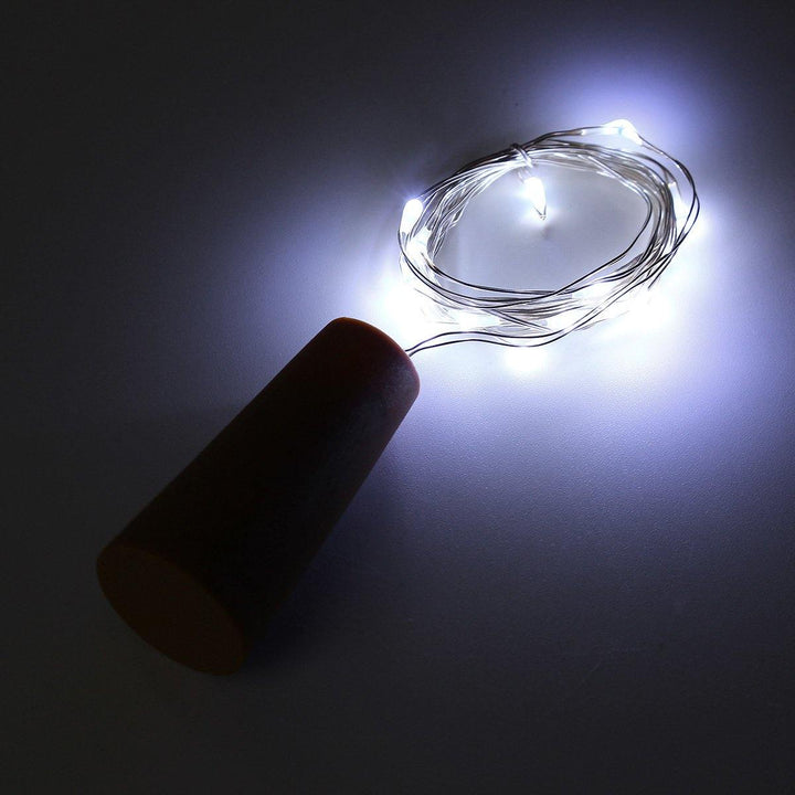 Battery Powered 1M 20LEDs Cork Shaped Silver LED Starry Light Bottle Lamp For Party - MRSLM