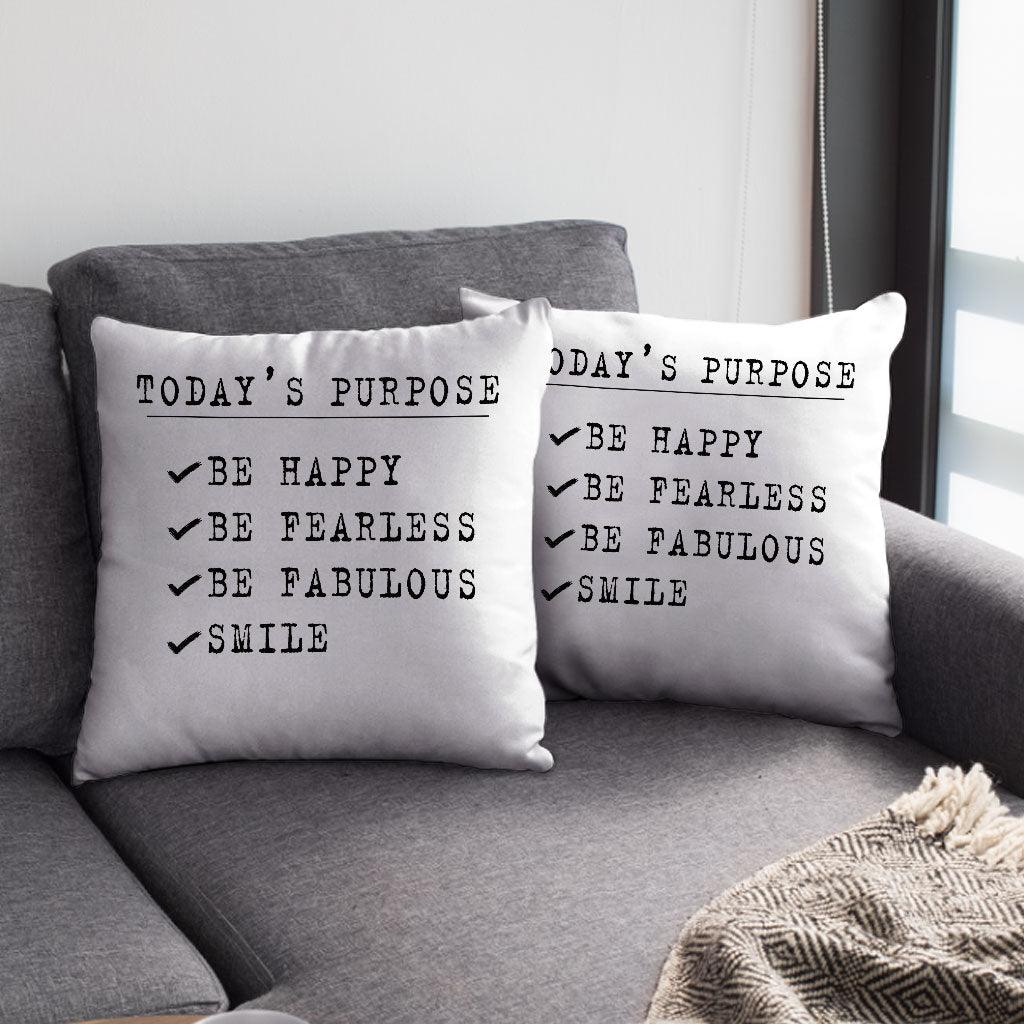 Today's Purpose Square Pillow Cases - Quote Pillow Covers - Graphic Pillowcases - MRSLM