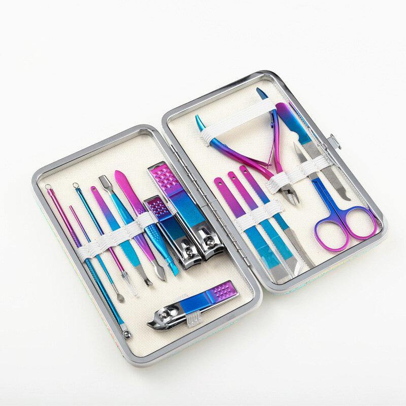 15pcs Dazzle Color Gradient Of Two Colors Nail Clippers Splash Proof Care Nail Clippers Professional File - MRSLM